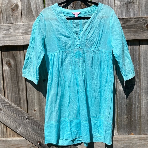 Lilly Pulitzer Turquoise Tunic Dress with flaws - Picture 1 of 12